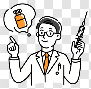 Doctor Holding Injection - Doctor With Syringe And Medicine Illustration Transparent PNG