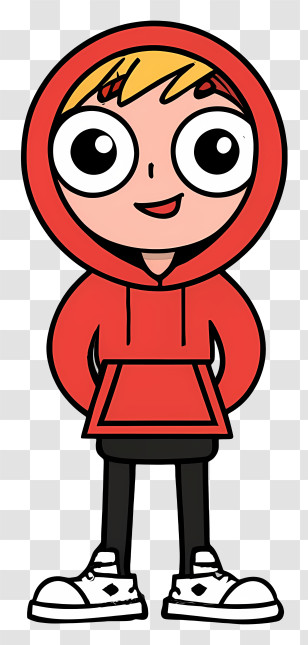 Cartoon - Cartoon Character In A Red Hoodie Transparent PNG