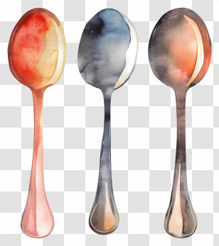 Spoon - Watercolor Spoons In Different Colors Transparent PNG
