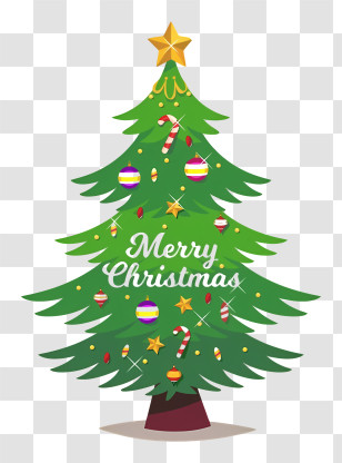 Christmas Tree - Decorated Christmas Tree With Ornaments Transparent PNG