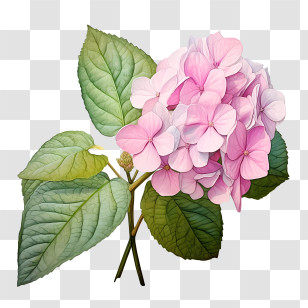 Hydrangea Flower - Delicate Pink Hydrangea Flower Illustration Transparent PNG