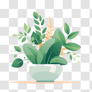 Flower Pot - Potted Green Plant Botanical Illustration Transparent PNG