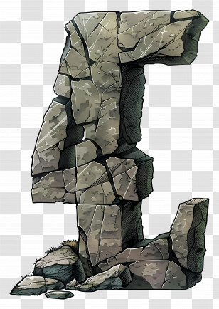 Number 4 - Rock Letter E Transparent PNG