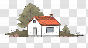 Summer House - Small Cute House With Red Roof Illustration Transparent PNG