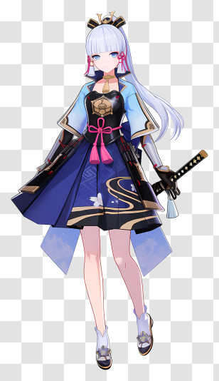 Genshin Impact Kamisato Ayaka - Full Body Anime Character Transparent PNG