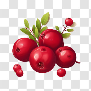 Cranberry - Fresh Red Cranberries With Leaves Transparent PNG