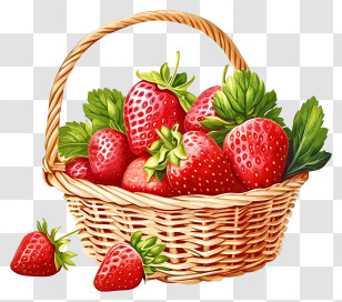 Strawberry Basket Icon - Basket Filled With Fresh Ripe Strawberries Transparent PNG