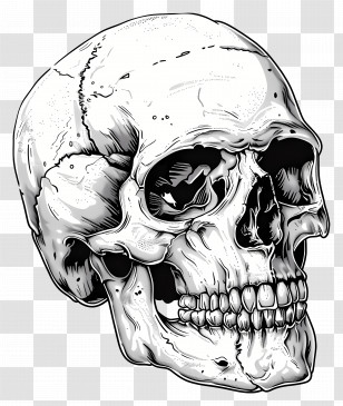 Skull - Highly Detailed Human Skull Illustration Transparent PNG