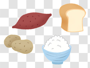 Food - Various Staple Foods: Bread, Rice, Potatoes Transparent PNG