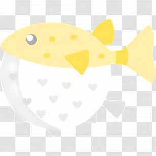 Tropical Fish - Yellow Fish With Hearts Transparent PNG