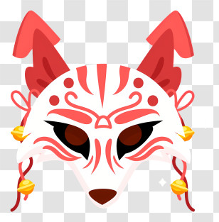 Red Fox Mask - Red Fox Mask With Bells Transparent PNG