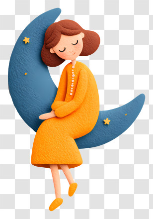 Sleep Health Awareness - Woman Dreaming On The Moon Transparent PNG