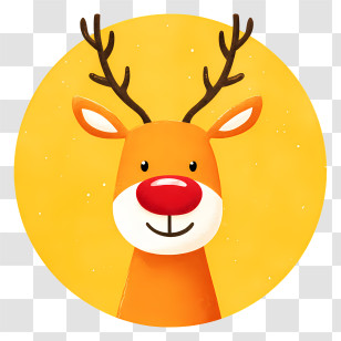 Christmas Rudolph - Cartoon Reindeer With Red Nose Transparent PNG