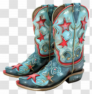 Cowgirl Boots - Colorful Cowboy Boots With Star Design Transparent PNG