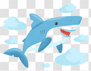 Cute Shark - Flying Cartoon Shark In The Sky Transparent PNG