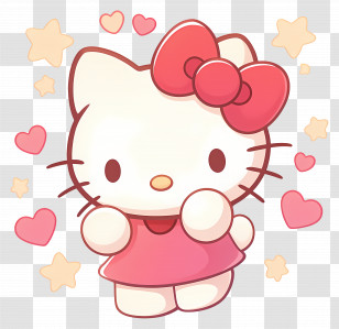 Hello Kitty - Hello Kitty Surrounded By Hearts Transparent PNG