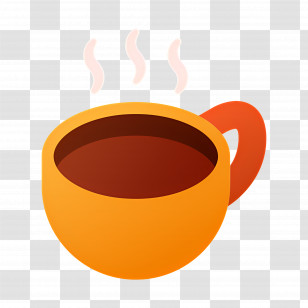 Cappuccino Coffee - Orange Coffee Cup With Steam Transparent PNG