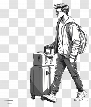 Man Traveling - Traveler With Luggage Transparent PNG
