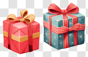 Gift Boxes - Festive Gift Boxes With Bows Transparent PNG