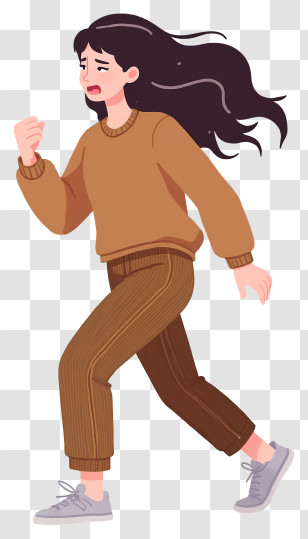 Running Woman - Casual Woman In Brown Outfit Transparent PNG