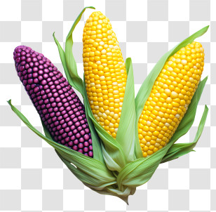Pastel Corn - Yellow And Purple Corn Cobs With Husk Transparent PNG