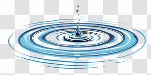 Water Ripples - Realistic Water Droplet With Circular Blue Ripples Transparent PNG