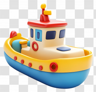 Cartoon Boat - Cute Toy Boat Transparent PNG