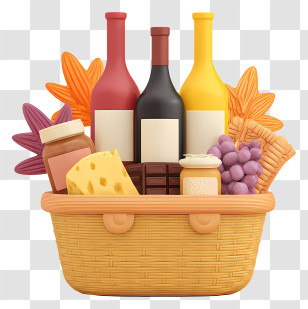 Gourmet Gift Basket - Wine And Cheese Picnic Basket Transparent PNG