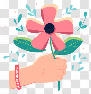 World Kindness Day - Pink Flower With Kindness Wristband Transparent PNG