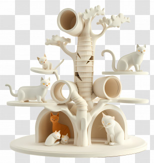 Cat Tree - Cat Tree With Multiple Levels And Cats Transparent PNG