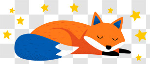 Cute Fox Sleeping - Sleeping Fox With Blue Tail Under Stars Transparent PNG