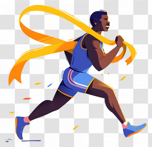 Man Crossing Finish Line - Runner Crossing Finish Line Cartoon Illustration Transparent PNG