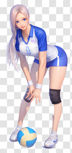 Anime Volleyball Girl - Anime Girl With Volleyball Posing Transparent PNG