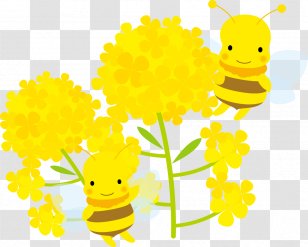 Blossoms And Two Bees Illustration. - Organism - Bee Transparent PNG