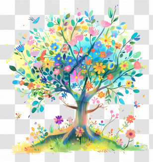 Blooming Tree - Beautiful Blooming Tree Illustration Transparent PNG
