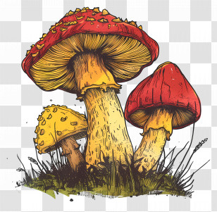 Mushrooms - Colorful Forest Mushrooms Illustration Transparent PNG