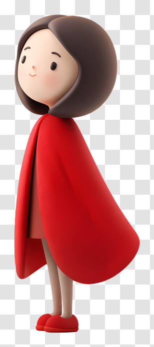 Girl Wearing Red Cape - Red Cloak Character In Cartoon Style Transparent PNG