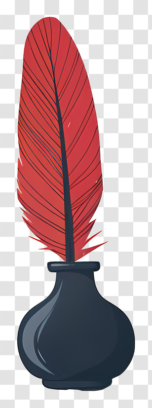 Quill Inkwell - Red Quill With Ink Bottle Transparent PNG