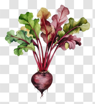Cartoon - Vivid Beetroot With Vibrant Leaves Transparent PNG