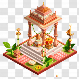 Hindu Wedding - Traditional Temple With Decorations Transparent PNG