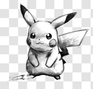 Pikachu - Black And White Sketch Of Pikachu Transparent PNG