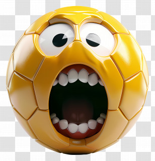 Soccer - Yellow Soccer Ball With A Cartoon Face Transparent PNG