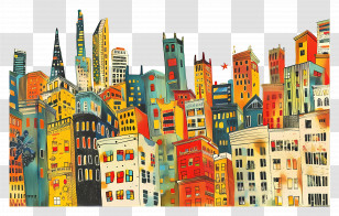 Cityscape - Colorful Cityscape Illustration Transparent PNG