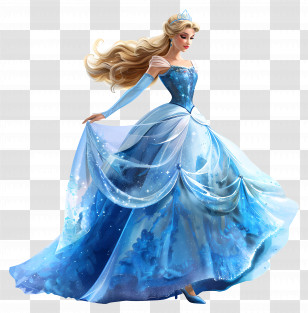 Cinderella Princess - Fantasy Princess In Sparkling Blue Attire Transparent PNG