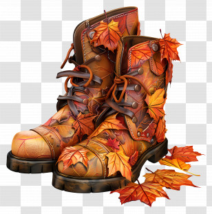 Autumn Boots - Autumn Boots With Leaves Transparent PNG