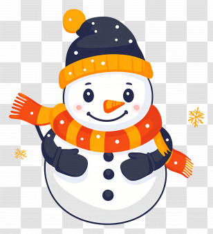 Christmas Snowman - Cute Snowman With Hat And Scarf For Winter Transparent PNG