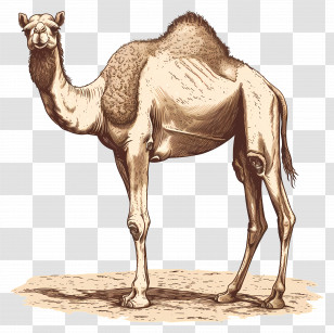 Pen - Illustrated Camel In Desert Style Transparent PNG