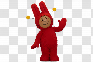 Cartoon Characters - Playful Red Costume Character With Antennas Transparent PNG