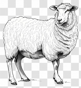 Sheep - Illustration Of A White Woolly Sheep Transparent PNG
