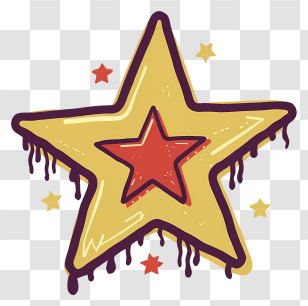 Cartoon - Dripping Yellow And Red Star Transparent PNG